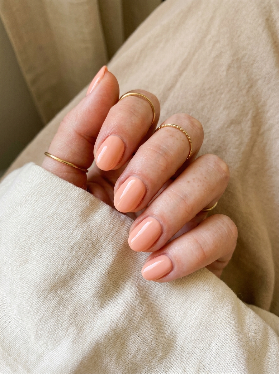 Peach Sommernägel als Einfache Nageldesigns Sommer Inspiration 2026